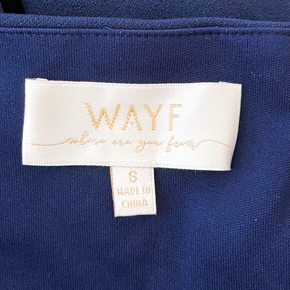 WAYF The Mina Ruffle Strap Sleeveless V-Neck Side Slit Gown Blue size S NWOT - Picture 8 of 11